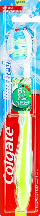 Зубная щетка средней жесткости, салатовая - Colgate Max Fresh Medium — фото N1