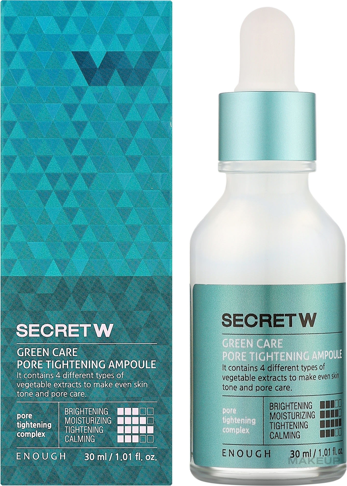 Сироватка для обличчя - Enough Secret W Green Care Pore Tightening Ampoule — фото 30ml