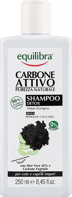 Шампунь з активним вугіллям - Equilibra Active Charcoal Detox Shampoo — фото N1