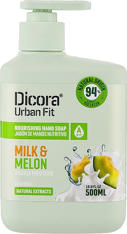 Живильне мило для рук з вітаміном А "Молоко та диня" - Dicora Urban Fit — фото N3