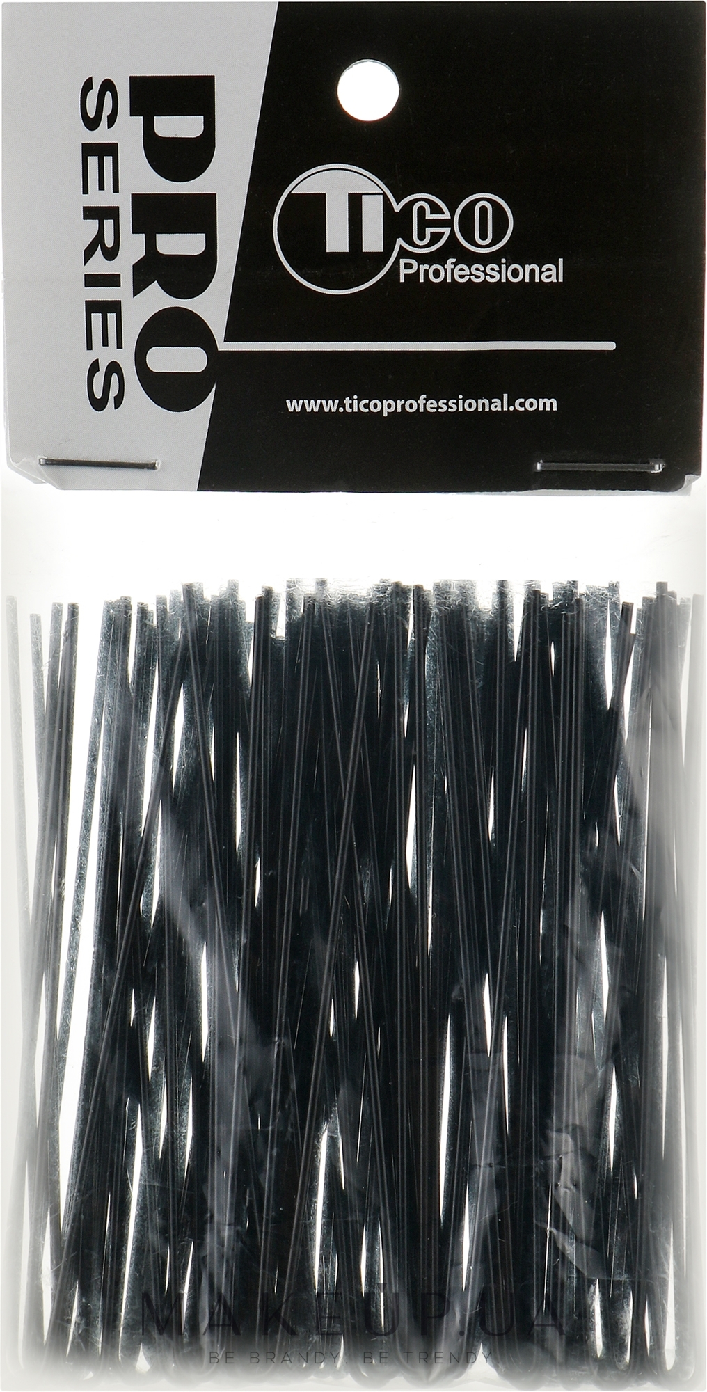 Шпильки для волос ровные без наконечника 80мм, черный - Tico Professional — фото 100g