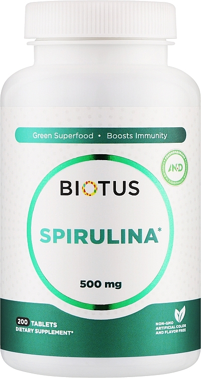 Дієтична добавка "Спіруліна ", 500 мг - Biotus Spirulina  — фото N1