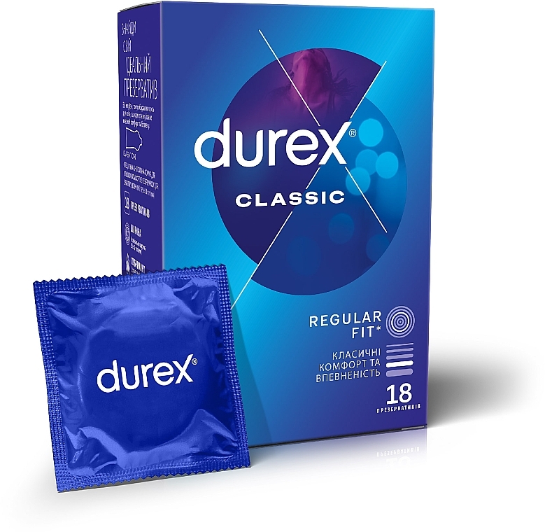 Презервативы латексные с силиконовой смазкой "Классические", 18 шт - Durex Classic