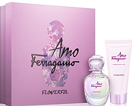 Духи, Парфюмерия, косметика Salvatore Ferragamo Amo Ferragamo Flowerful - Набор (edt/50ml + b/lot/100ml)