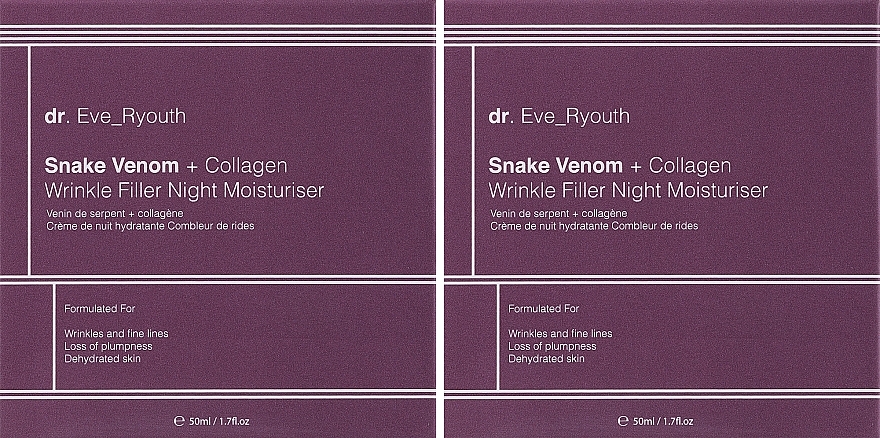 Набор "Ночной крем для лица" - Dr. Eve_Ryouth Snake Venom + Collagen Wrinkle Filler Night Moisturiser (cr/2x50ml) — фото N1