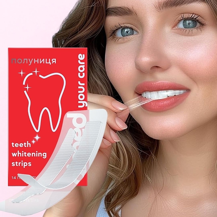 Отбеливающие полоски на 14 процедур со вкусом клубники - Aimed Teeth Whitening Strips — фото N4