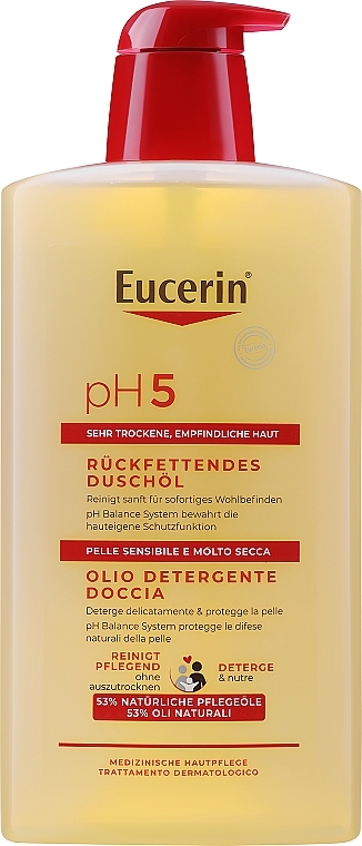 Масло для душа для сухой и чувствительной кожи - Eucerin pH5 Shower Oil — фото N5