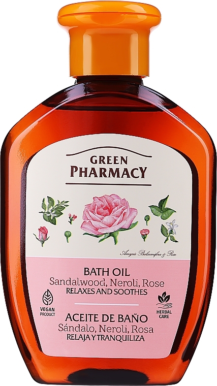 Масло для принятия ванн и душа "Сандал, Нероли и Роза" - Зеленая Аптека — фото N1