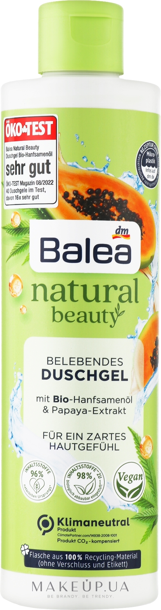 Гель для душа - Balea Natural Beauty Hanfsamen & Papaya  — фото 250ml