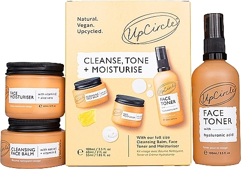 Набір - UpCircle Cleanse, Tone + Moisturise Set (f/ton/100ml + f/balm/55ml + f/gel/60ml) — фото N1