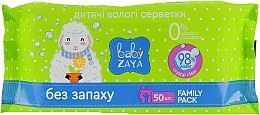 Духи, Парфюмерия, косметика Влажные салфетки "Без запаха", 50шт - Baby Zaya