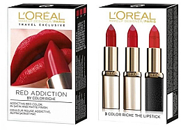 Духи, Парфюмерия, косметика Набор - L'Oreal Paris Lipstick Trio Red Addiction (lips/3x4.5g)