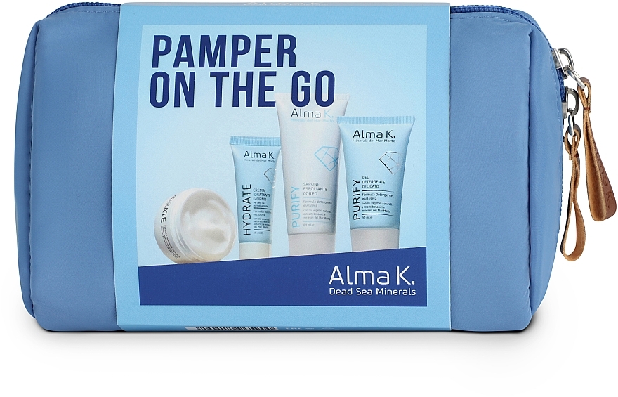 Набор - Alma K. Pamper On the Go Travel Set (cleans/gel/30 ml + body/butter/50 ml + f/cr/15 ml + sh/gel/60 ml)  — фото N2