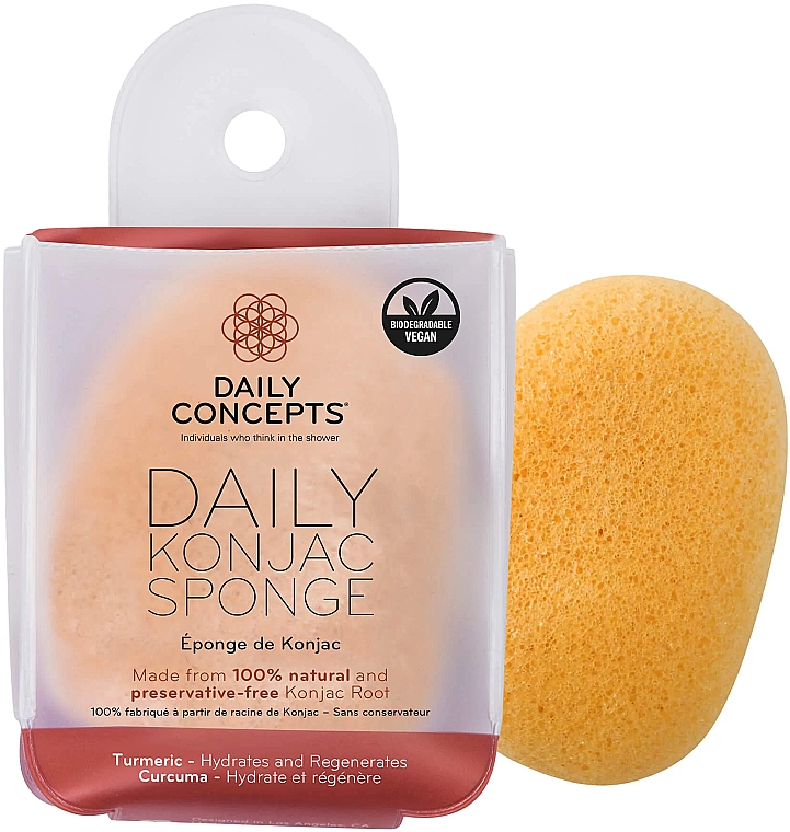 Спонж конняку для лица, с куркумой - Daily Concepts Daily Konjac Sponge Turmeric — фото N2