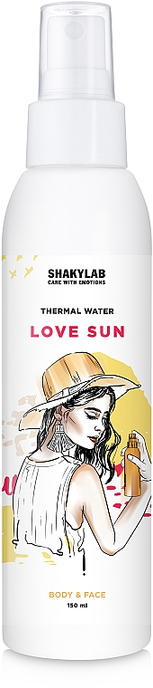 ПОДАРОК! Термальная вода с восстанавливающим эффектом "Love Sun" - SHAKYLAB Thermal Water For Body & Face — фото N1