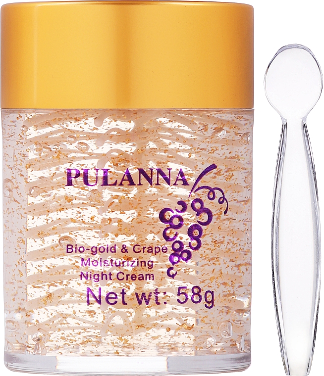 Зволожувальний нічний крем для обличчя з біозолотом і екстрактом винограду - Pulanna Bio-Gold & Grape Moisturizing Night Cream — фото N2