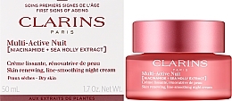 Ночной крем для сухой кожи - Clarins Multi-Active Jour Niacinamide+Sea Holly Extract Glow Boosting Line-Smoothing Night Cream Dry Skin — фото N2