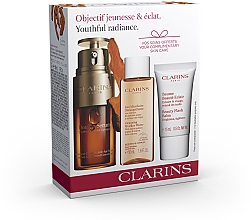 Парфумерія, косметика Набір - Clarins Youthful Radiance Set (f/serum/30ml + mic/watter/50ml + f/balm/15ml)