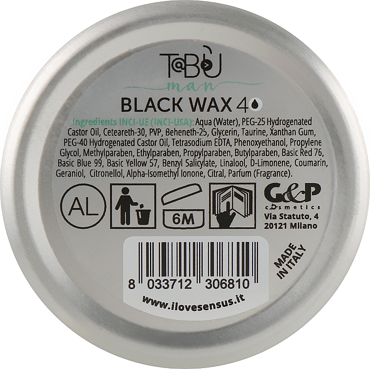 Чорний віск для волосся - Sensus Tabu Black Wax 40 — фото N3