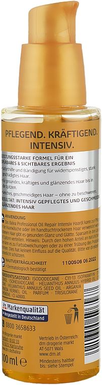 Масло для волос - Balea Professional Oil Repair Intensi — фото N3
