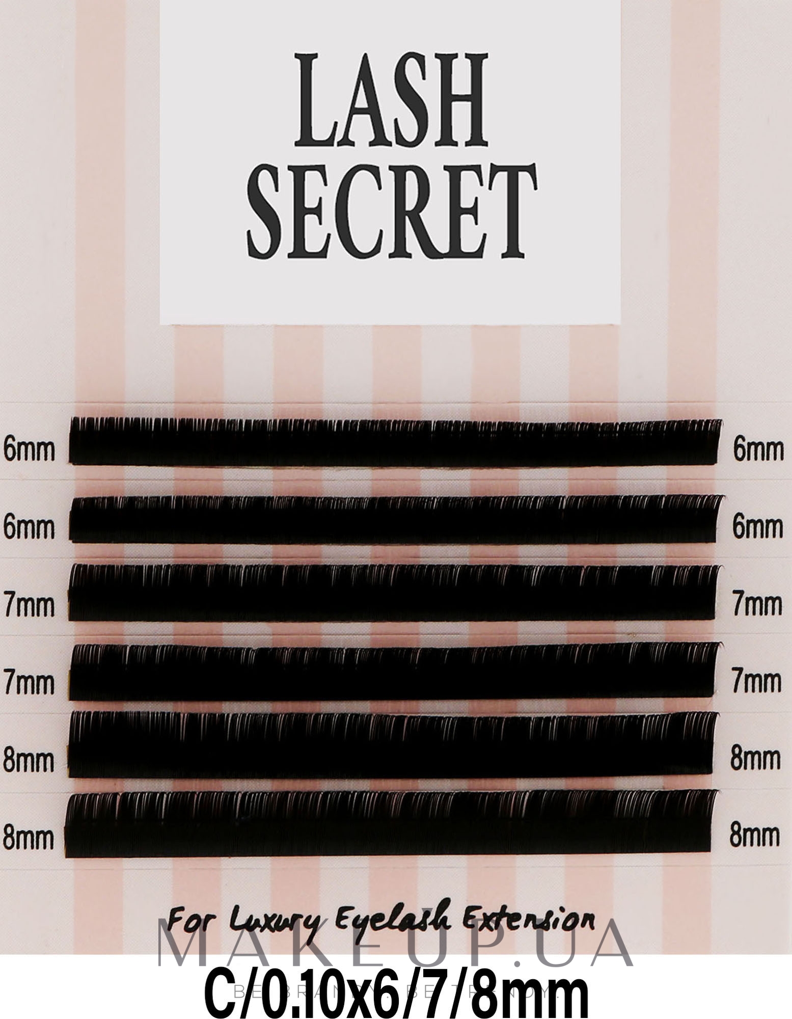 Накладные ресницы, черные, микс, 6 линий (0.1, C, (6,7,8)) - Lash Secret — фото 1уп