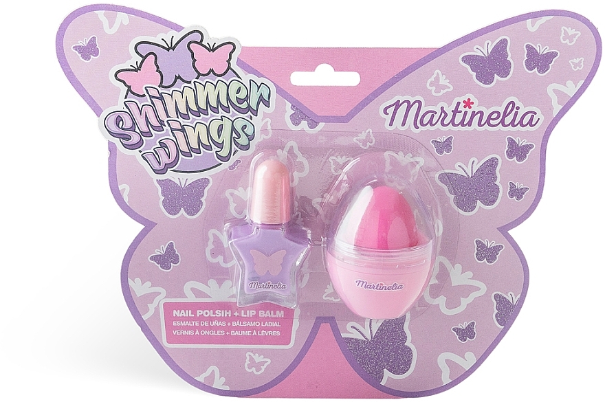 Набор для ногтей и губ "Блестящие крылья" - Martinelia Shimmer Wings Nails & Lips Duo (nail/polish/4 ml + lip/balm/1 pcs) — фото N1
