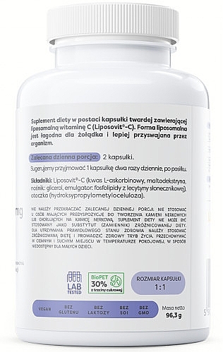 Харчова добавка "Ліпосовіт-С", у капсулах - Osavi Liposomal Vitamin C 1000mg — фото N3