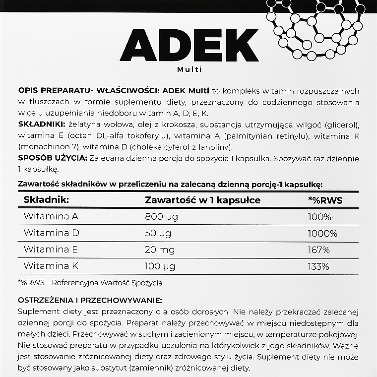 Пищевая добавка "ADEK Multi", в капсулах - Laborell — фото N2