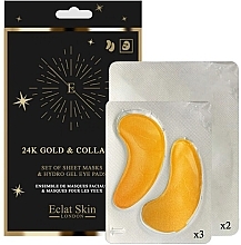 Набор - Eclat Skin London 24K Gold & Collagen Hydro-Gel Eye Pad & Sheet Mask Giftset (f/mask/2pcs + eye/pad/3pcs) — фото N1