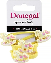 Набор заколок и резинок для волос, FA-5663+1, желтые с лошадками - Donegal — фото N1