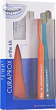 Парфумерія, косметика Набір, варіант 30 (помаранчевий, помаранчевий, блакитний) - Curaprox Ortho Kit (brush/1pcs + brushes 07,14,18/3pcs + UHS/1pcs + orthod/wax/1pcs + box)