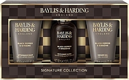 Набір - Baylis & Harding Black Pepper & Ginseng Men's Luxury Mini Trio Gift Set (ash/balm/50ml + shm/100ml + sh/gel/50ml) — фото N1