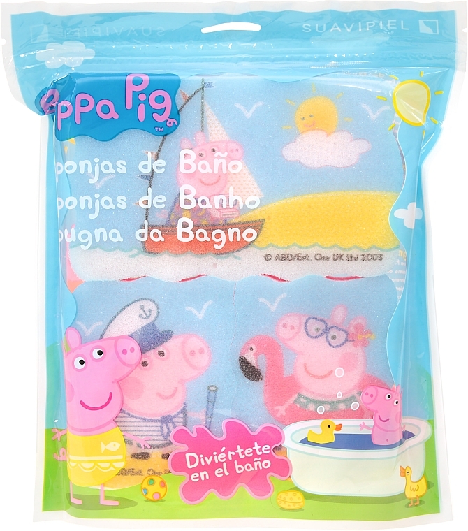 Набір мочалок "Свинка Пеппа" 3 шт., море, рожеві - Suavipiel Peppa Pig Bath Sponge — фото N1