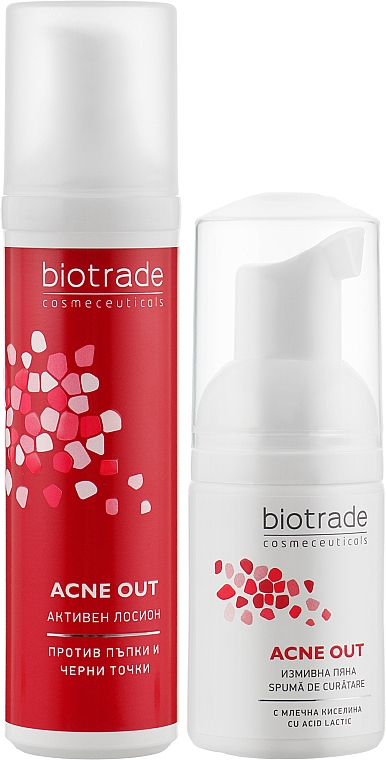 Набір для жирної і проблемної шкіри: Активний антибактеріальний лосьйон + М'яка очищаюча піна в подарунок - Biotrade Acne Out (lotion/60ml + f/foam/20ml) — фото N2