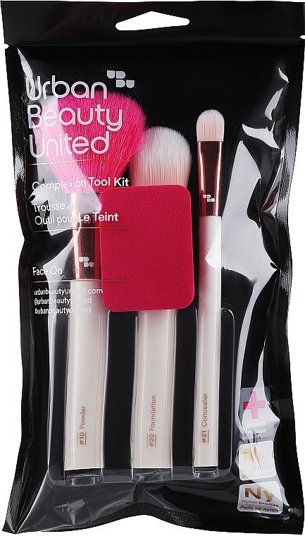 Набор кистей для макияжа №10, №22, №21, розовый спонж - UBU Face On Complexion Tool Kit — фото N1