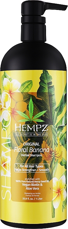 Шампунь восстанавливающий "Ориджинал" - Hempz Original Floral Banana Herbal Shampoo With Vegan Biotin & Aloe Vera — фото N1