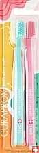 Парфумерія, косметика Набір зубних щіток "Different Days Edition", 2 шт., рожева + бірюзова - Curaprox Ultra Soft CS 5460
