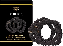 Резинки для волосся, 3 шт., чорні - Philip B Silky Smooth Petite Scrunchie — фото N2