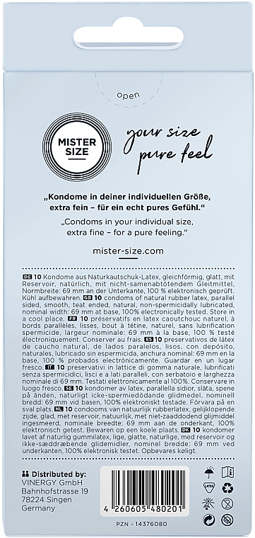 Презервативи латексні, розмір 69, 10 шт. - Mister Size Extra Fine Condoms — фото N3