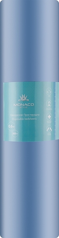 УЦЕНКА Простыни одноразовые, 0,6м х 200 м, рулон, голубой - Monaco Style * — фото N2