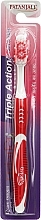 Зубна щітка "Потрійна дія", червона з білим - Patanjali Triple Action Toothbrush — фото N1
