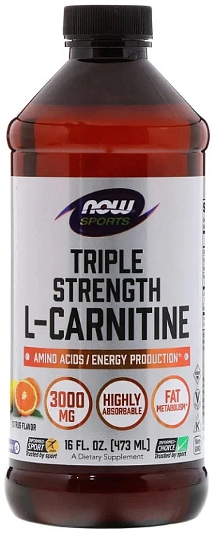 Харчова добавка "L-карнітин", рідка - Now Foods Triple Strength L-Carnitine — фото N1