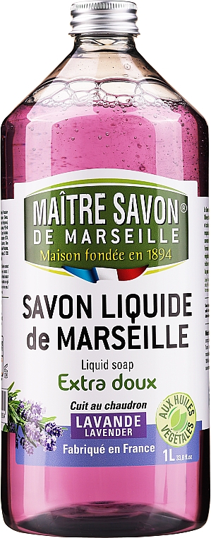 Рідке марсельське мило "Лаванда" - Maitre Savon De Marseille Savon Liquide De Marseille Lavander Liquid Soap — фото N4
