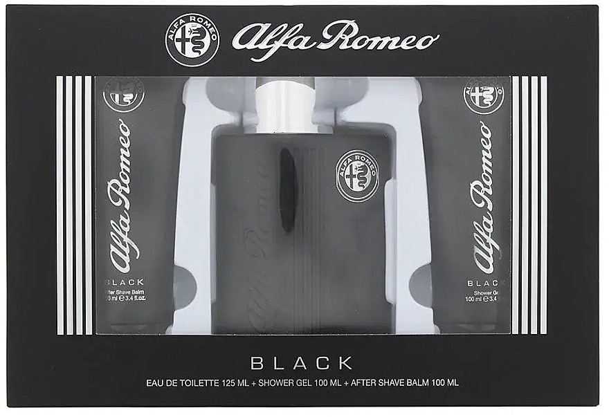 Alfa Romeo Black - Набір (edt/125ml + sh/gel/100ml + ash/balm/100ml) — фото N1