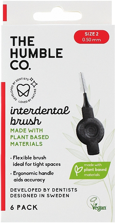 Міжзубні інтердентальні йоржики, 0.50 мм, червоні, 6 шт. - The Humble Co Interdental Brush — фото N1