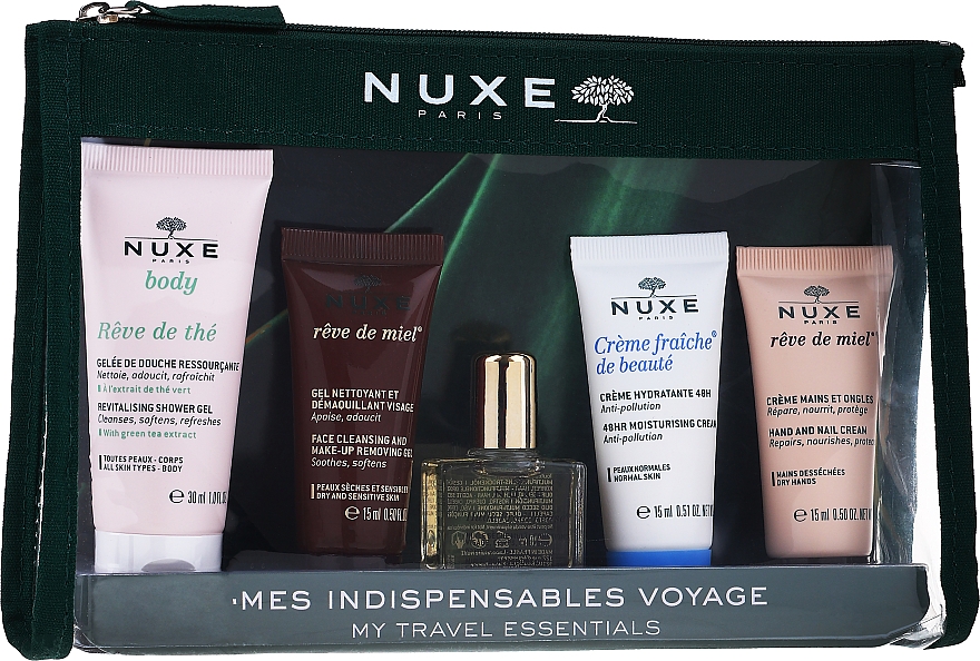 Набор - Nuxe My Travel Essentials Set 2021 (sh/gel/30ml + f/cr/15ml + oil/10ml + clean/gel/15ml + hand/cr/15ml)