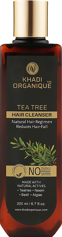 Натуральний аюрведичний шампунь від лупи і випадання волосся "Чайне дерево" без сульфатів - Khadi Organique Tea Tree Hair Cleanser