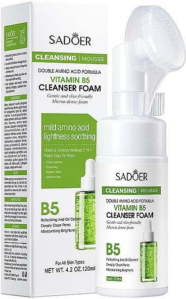 Пінка-мус для обличчя з вітаміном B5 - Sadoer Vitamin B5 Amino Acid Cleansing Mousse — фото N1