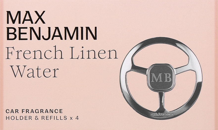 Набор - Max Benjamin Car Fragrance French Linen Gift Set (dispenser + refill/4pcs) — фото N1