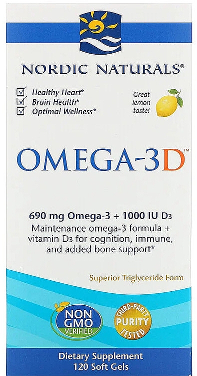 Харчова добавка з лимонним смаком "Омега + D3" - Nordic Naturals Omega 3D — фото N2